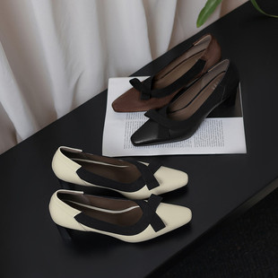 SIX MADDEN2026春季女鞋方头蝴蝶结高跟拼色单鞋高跟鞋女SMD413