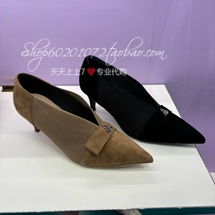 JoyPeace真美诗2024秋季女鞋羊绒皮尖头浅口鞋蝴蝶结女单鞋 YXC28