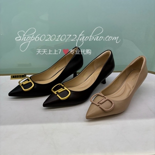 蹀愫2024秋季女鞋欧美尖头优雅高跟鞋气质小猫跟单鞋女TA54514-13