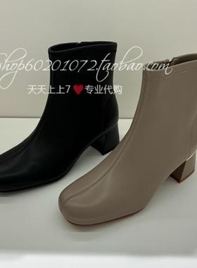 Le saunda/莱尔斯丹2024秋冬季女靴方头高跟时装靴短靴女 5T57504