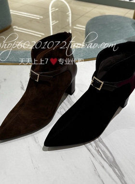 tigrisso/蹀愫2025冬季女靴尖头高跟女短靴气质时装靴TA65705-10