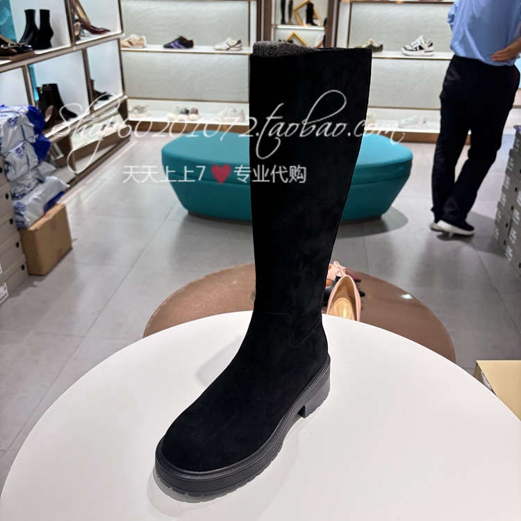 莱尔斯丹2025冬季女靴高筒靴绒里