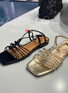 真美诗2025夏季女鞋平跟罗马凉鞋
