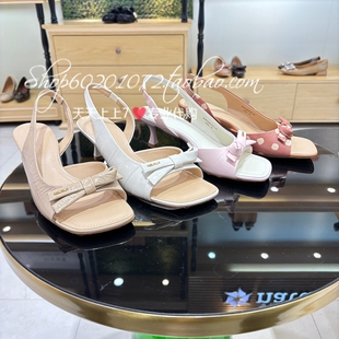 natursun娜冉2026夏季女鞋尖头时髦高跟鞋方头时装凉鞋 N26328205