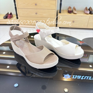 natursun娜冉2026夏季女鞋坡跟一字带舒适休闲露趾凉鞋 N26305316