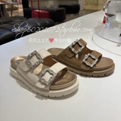 一字拖 厚底水钻皮带扣女凉拖鞋 EJO03 女鞋 Staccato思加图2025夏季