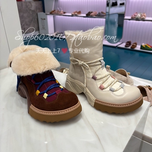 Joy&Peace真美诗2025冬季女鞋加绒保暖短靴厚底雪地靴女靴  Y1S03