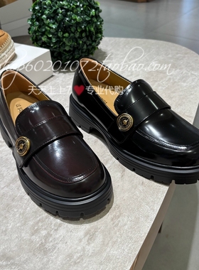 le saunda莱尔斯丹2025秋季女鞋圆头粗跟单鞋厚底乐福鞋女6T42601