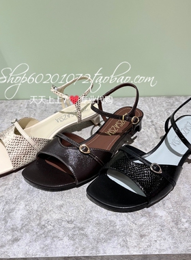莎莎苏2026夏女鞋专柜正品低跟复古蛇纹舒适时装女凉鞋Z76317A-14