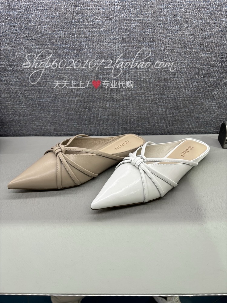 joypeace真美诗2024春季女鞋优雅扭结尖头平底穆勒鞋拖鞋女 yxk01