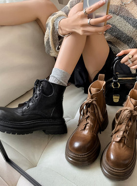 SIX MADDEN2024冬季女靴英伦风厚底增高学院风马丁靴短靴 SMC317
