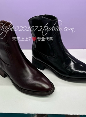 真美诗2024冬季新女靴简约粗跟瘦瘦靴时装靴短靴通勤靴子女 91910