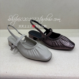 方头后空凉鞋 achette雅氏2025夏季 方头一字带高跟鞋 法式 4SJ2 女鞋