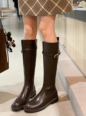 SIX MADDEN2024冬季女靴通勤粗跟骑士靴长靴高筒靴时装靴女SMC309