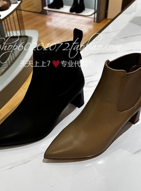 tigrisso蹀愫2025冬季女靴尖头粗跟时装靴切尔西靴短靴TA65705-18