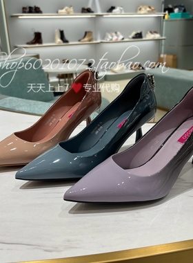 蹀愫2025年春季女鞋漆皮可拆卸蝴蝶高跟鞋两穿四季单鞋TA65102-12