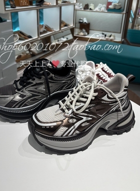 Le saunda莱尔斯丹2025春季女鞋休闲网面增高老爹运动鞋女6M90601