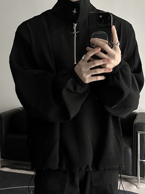 高级感半拉链卫衣男潮牌金属