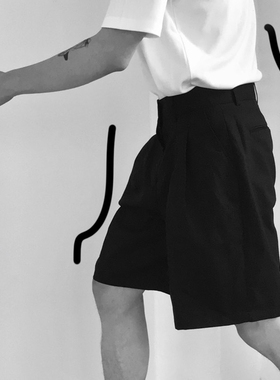 百慕大黑色西装短裤男夏季宽松直筒雅痞高级感五分裤韩版潮流裤子