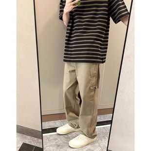 日系古着vintage裤子男夏季潮牌阔腿休闲长裤伐木宽松直筒工装裤