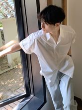 cleanfit纯白色衬衫短袖男夏季薄款英伦雅痞衬衣韩版宽松寸衫上衣