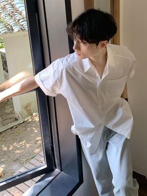 cleanfit纯白色衬衫短袖男夏季