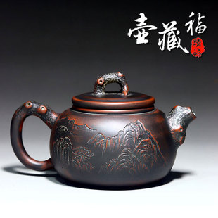 黎昌权双鹤壶钦州坭兴陶茶壶名家纯全手工紫泥壶唐羽供春复古