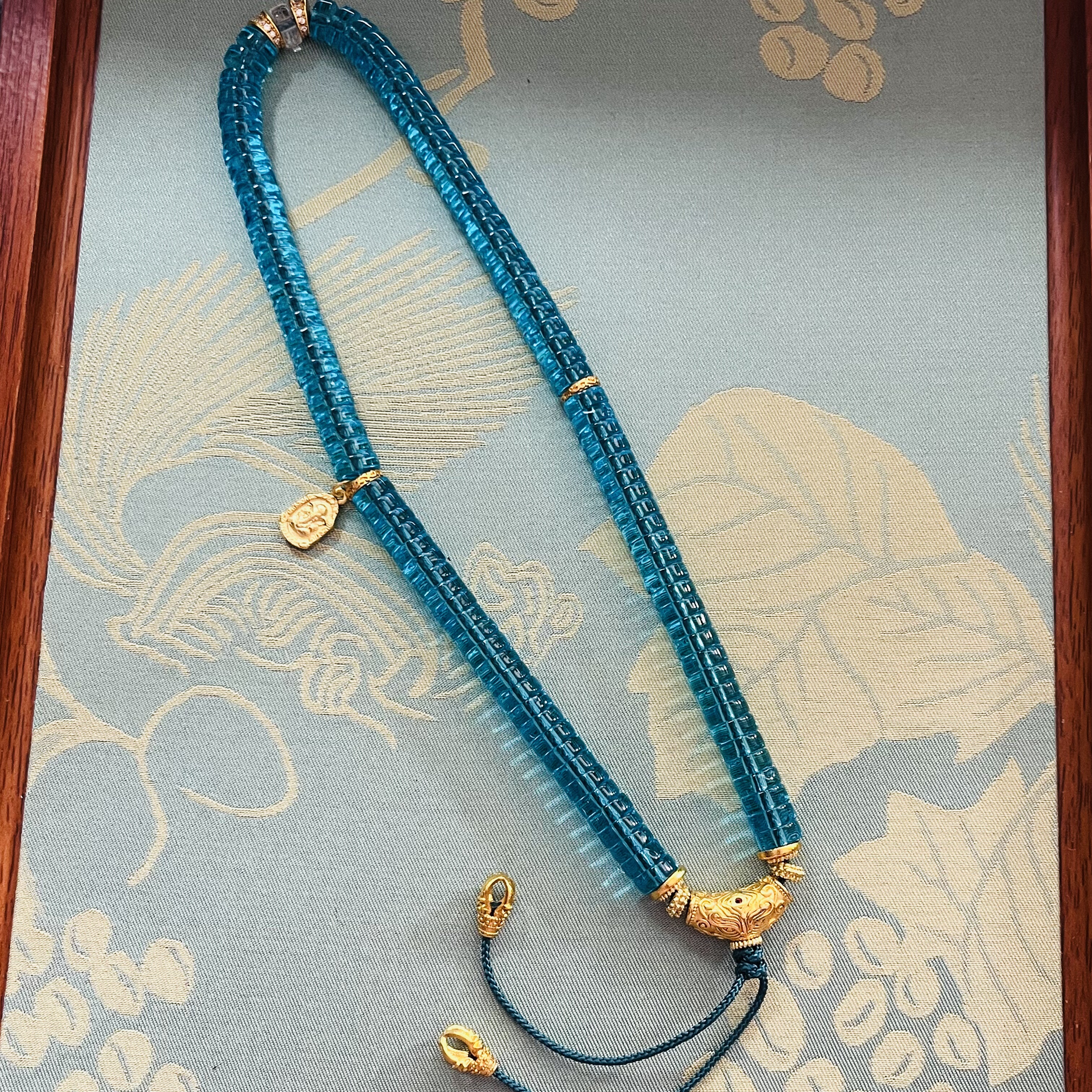 尼泊尔琉璃古法琉璃精美车轮珠串108颗项链手链手工配饰男女礼物