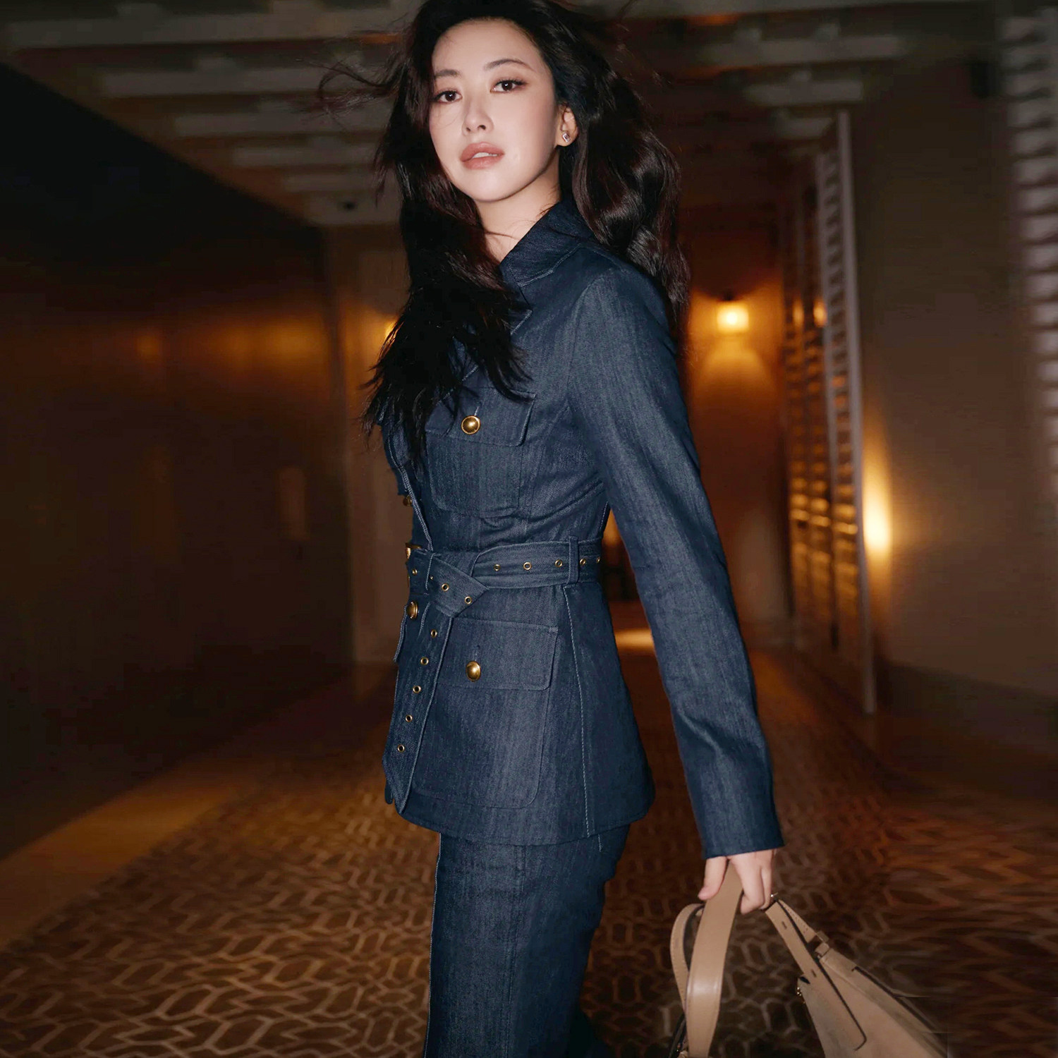 朱珠同款牛仔西装外套两件套