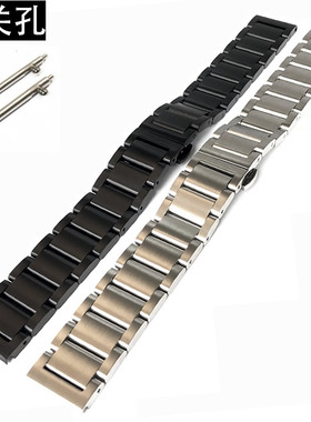 黑色钢带手表带不锈钢黑色精钢手表链适配华为GT2 GT3 PRO20 22MM