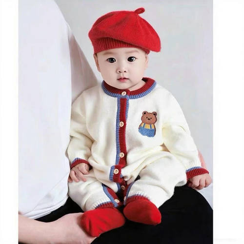 婴儿连体衣春秋爆款连身衣婴幼儿爬爬服婴儿小熊针织春秋哈衣毛衣