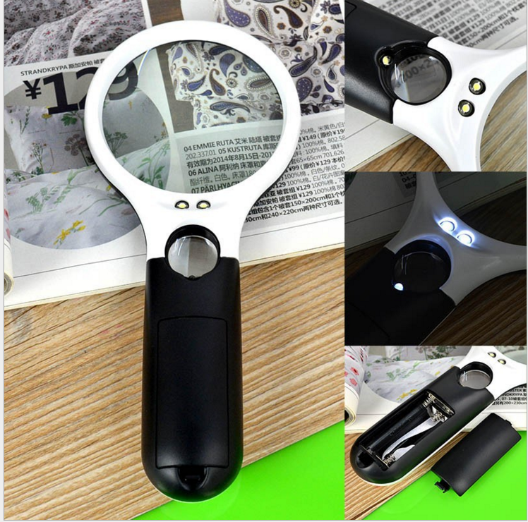 带灯光双镜手持放大镜45倍高清