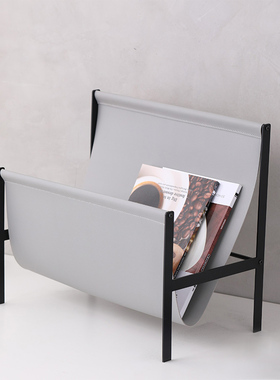 2026高端简约现代书报架杂志皮革金属支架黑色收纳支架家居整理架