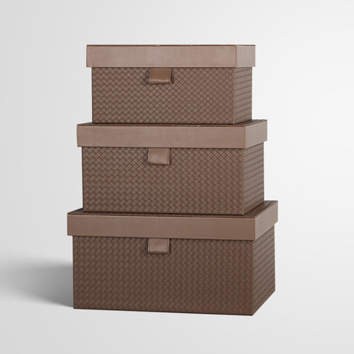 编织纹大容量高档皮质收纳箱