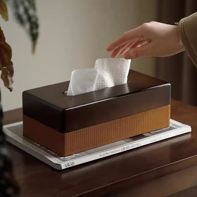 轻奢高级皮质家用卧室纸巾盒摆件家居客厅餐厅桌面创意皮革抽纸盒
