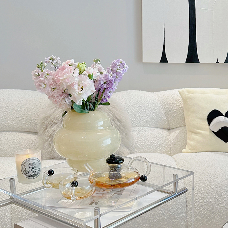 轻奢高级感桌面摆件玻璃茶壶客厅茶几家用高档精致创意家居装饰品