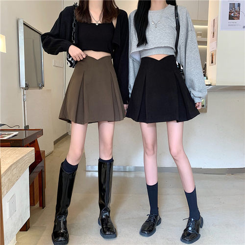 黑色不规则高腰包臀半身裙女春夏季大码新款胖mm显瘦a字jk短裙子