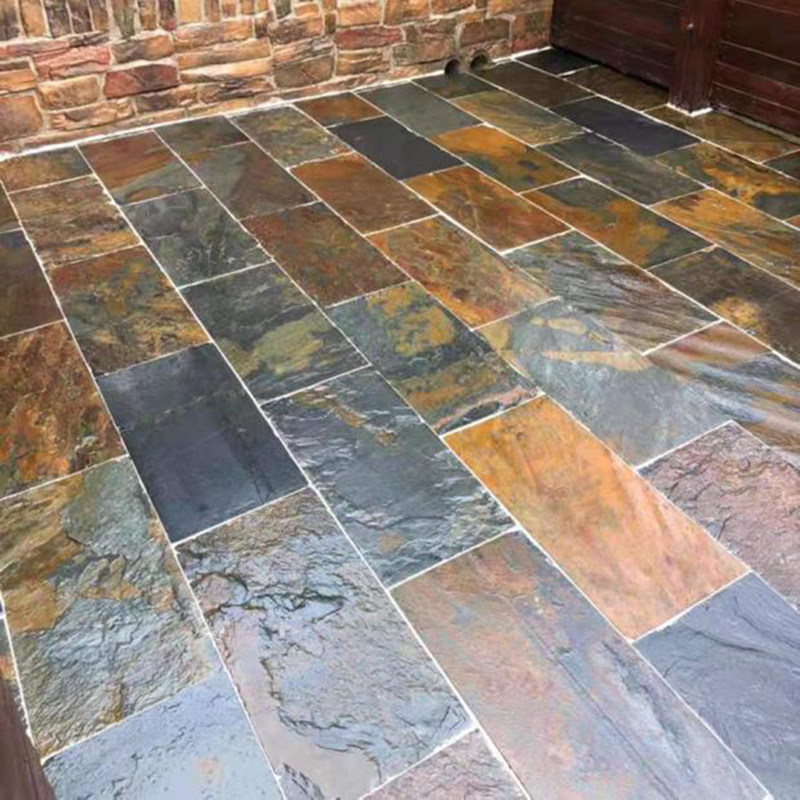 天然锈石板室外庭院地砖文化石户外院子仿古砖花园阳台防滑青石板