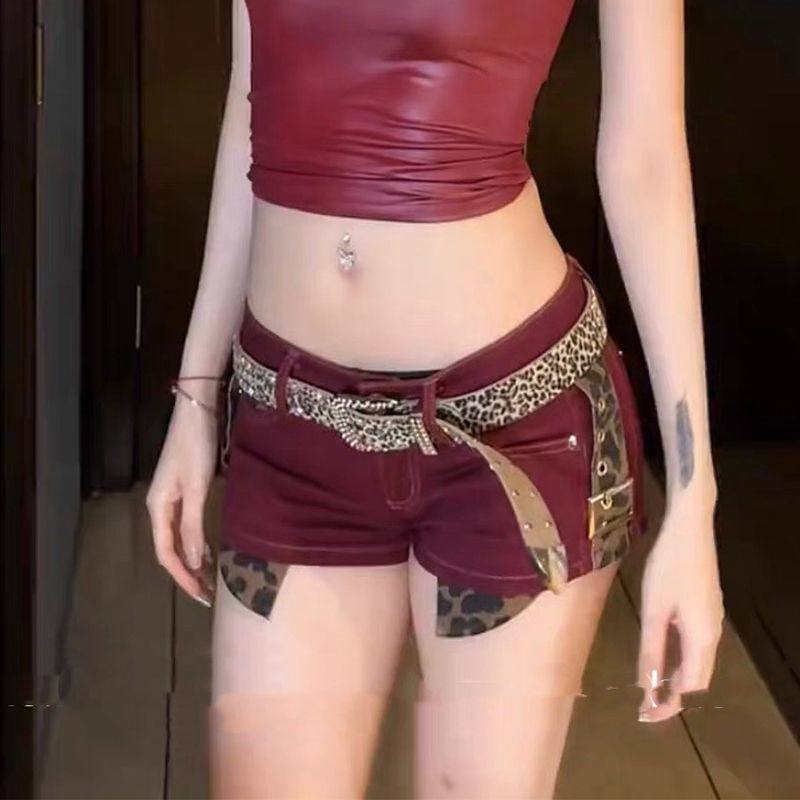 美式低腰辣妹y2k牛仔短裤女包臀紧身弹力小个子阔腿性感夜店热裤