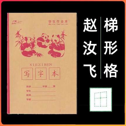 赵汝飞梯形格二合脱格练字本练字帖教材一二年级上下册控笔训练纸