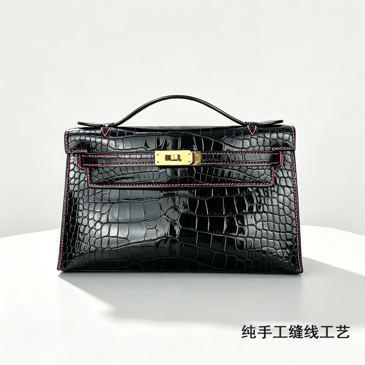 焚驰鳄鱼皮女包手工22cm凯莉一代高光美洲鳄鱼皮女士手提包真皮