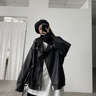 宽松bf百搭学生机车pu皮夹克潮 皮衣女外套韩版 2020春秋新款 短款