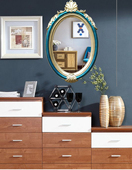 欧式 椭圆形简约轻奢浴室镜复古卫生间壁挂镜梳妆台洗手台装 饰镜子