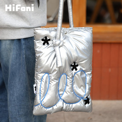喜番里HiFan冬日棉被包手提电脑包竖款单肩笔记本包充棉防撞防摔