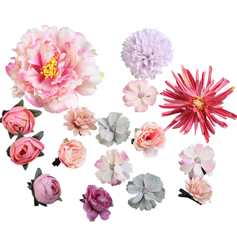 傾妃漢服發(fā)飾絹花頭飾花朵發(fā)夾古風頭花套裝宋制配飾唐風簪花飾品