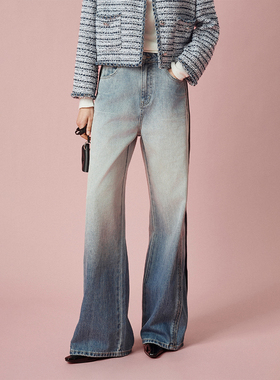 CLMX 甄选莱赛尔水洗棉混纺斜纹牛仔面料 复古百搭阔腿及地牛仔裤