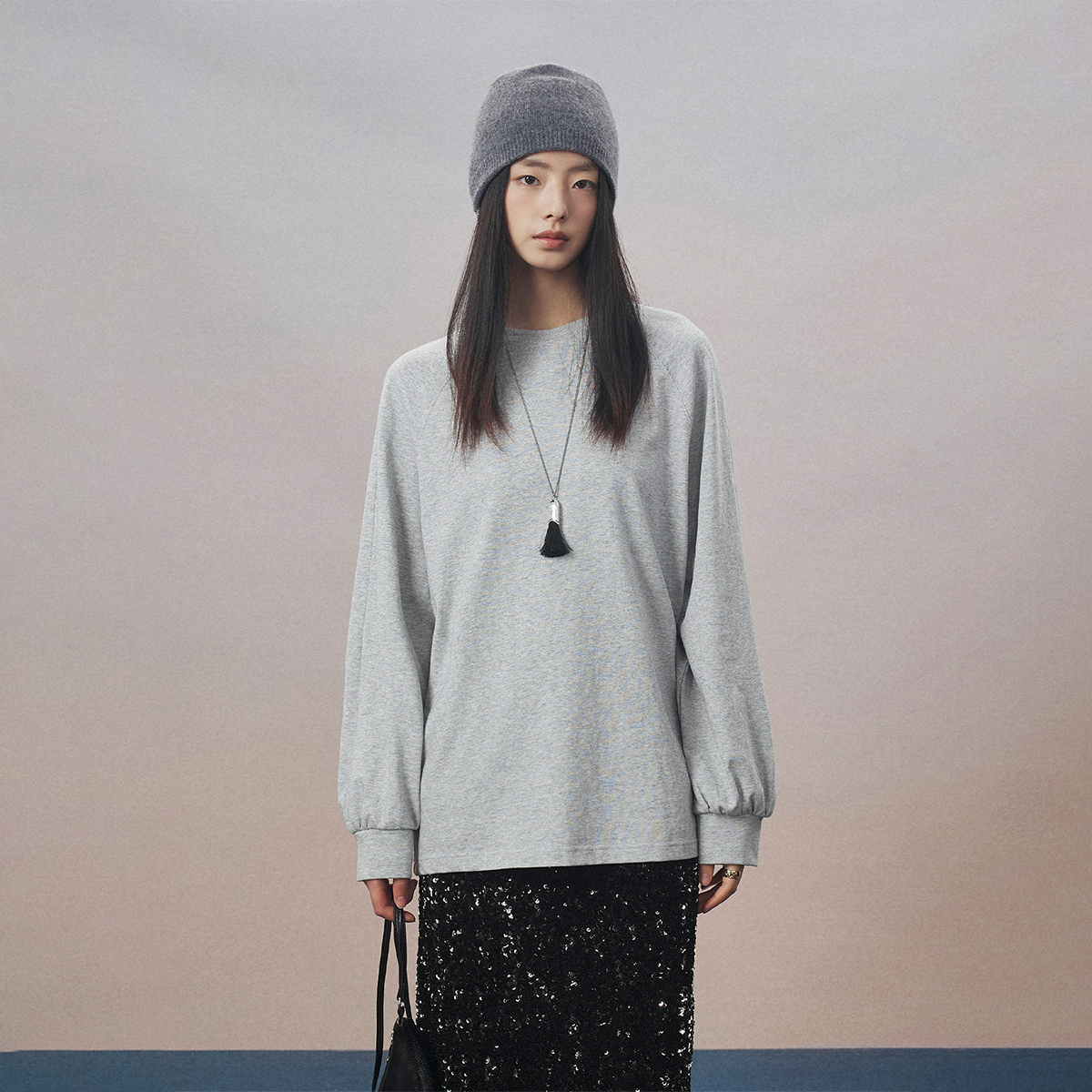 CLMX 衣橱C位 甄选高品质棉随性松弛感廓形长袖休闲宽松T恤