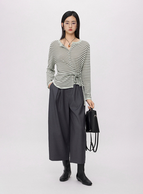 CLMX甄选14针绵羊毛混纺纱线正肩合体造型随性圆领开襟长袖针织衫