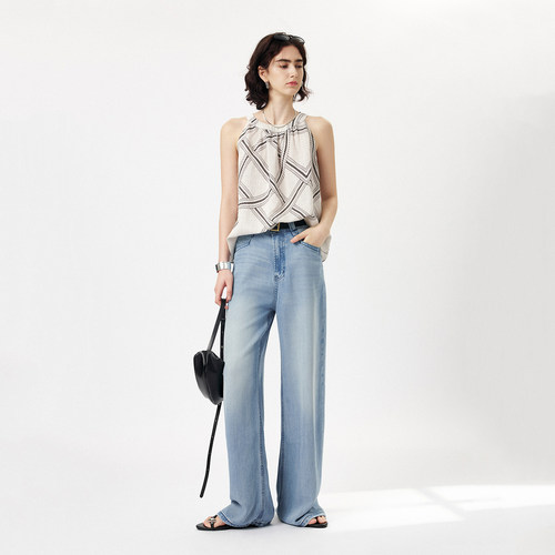 莱赛尔亚麻混纺面料无袖上衣女