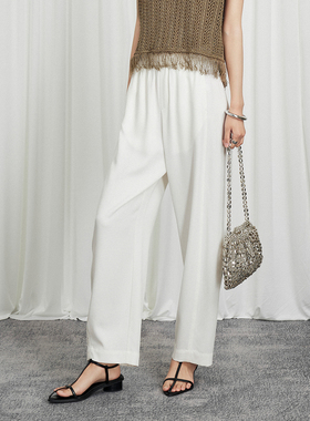 CLMX 莱赛尔粗斜纹面料 百搭通勤风松紧腰宽松小脚阔腿裤